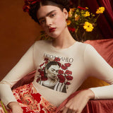 Frida Kahlo   Camiseta con estampado de figura y letra