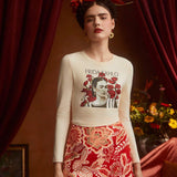 Frida Kahlo   Camiseta con estampado de figura y letra