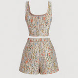 MOD floral jacquard Top tank & Shorts sin camisa