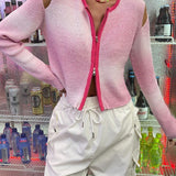 EZwear Cardigan de ombre con abertura unido en contraste con cremallera