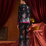 Frida Kahlo X  Blazer con estampado floral de cuello esmoquin & Pantalones acampanados