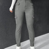 EZwear Jeans cargo con bolsillo con solapa lateral