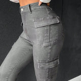 EZwear Jeans cargo con bolsillo con solapa lateral