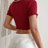 Camiseta crop ribete en forma de lechuga