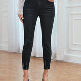 EMERY ROSE Jeans ajustados desgarro de talle alto