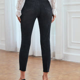 EMERY ROSE Jeans ajustados desgarro de talle alto