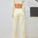 WYWH Cut Out Waist Tassel Hem Wide Leg Jumpsuit