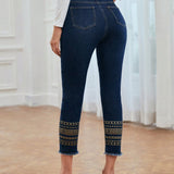 EMERY ROSE Jeans ajustados con dobladillo sin rematar y cintura alta