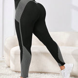 Yoga Futuristic Talla grande Leggings deportivos con estampado de rayas control de barriga