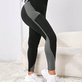 Yoga Futuristic Talla grande Leggings deportivos con estampado de rayas control de barriga