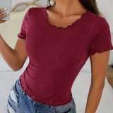 PETITE Camiseta ribete en forma de lechuga tejido de canale