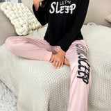 Conjunto de pijama CamiConjuntoa con estampado de letra & Pantalones deportivos de cintura con cordon