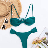 Conjunto de bikini para mujer acanalado de unicolor