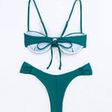 Conjunto de bikini para mujer acanalado de unicolor