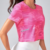 Yoga Elegant Camiseta deportiva crop con estampado de camuflaje