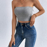 PETITE Top tubo crop unicolor