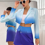 Essnce Blazer crop de ombre con boton & Falda con diseno de solapa