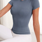 Yoga Basic Camiseta deportiva de manga raglan y color solido para gimnasio