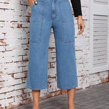 LUNE Jeans con bolsillo oblicuo de pierna ancha