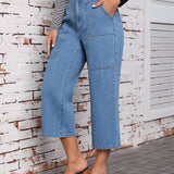 LUNE Jeans con bolsillo oblicuo de pierna ancha