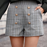 Clasi Shorts con estampado de cuadros de doble botonadura