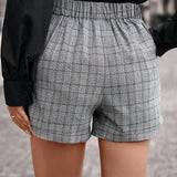 Clasi Shorts con estampado de cuadros de doble botonadura