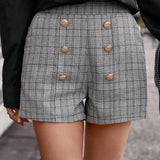 Clasi Shorts con estampado de cuadros de doble botonadura