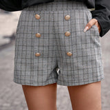 Clasi Shorts con estampado de cuadros de doble botonadura