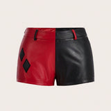 ROMWE PUNK Shorts de dos tonos PU