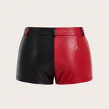 ROMWE PUNK Shorts de dos tonos PU