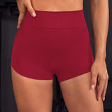 Yoga Basic Shorts Deportivos De Spandex Con Pretina Ancha Y Diseno De Levantamiento De Gluteos