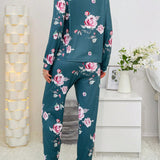 Conjunto de pijama CamiConjuntoa de hombros caidos con estampado floral con pantalones