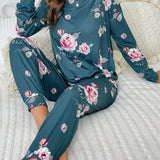 Conjunto de pijama CamiConjuntoa de hombros caidos con estampado floral con pantalones