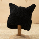 1 pieza Gorro de punto con orejas de gato Y2K adorable para mujer, adecuado para el uso diario calido en otono e invierno, lindo para la escuela