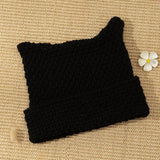 1 pieza Gorro de punto con orejas de gato Y2K adorable para mujer, adecuado para el uso diario calido en otono e invierno, lindo para la escuela