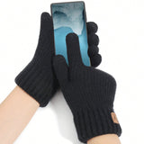 1 par de guantes de invierno para mujer de doble capa aptos para pana tactil, calientitos, tejidos con y forro polar para mantenerle abrigada en climas frios, perfectos para fiestas, conducir, jugar, ciclismo, senderismo y escribir