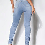 BAE Jeans ajustados con bolsillo lateral con solapa apilado