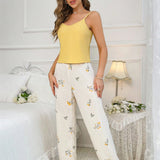 Set De pijama con pantalones y top de tirantes con estampado floral