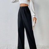 Frenchy Pantalones con detalle plisado de cintura alta