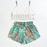 WYWH con encaje Top de tirantes & con estampado tropical Shorts