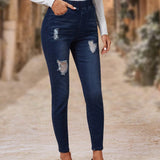 EMERY ROSE Jeans ajustados desgarro de cintura elastica