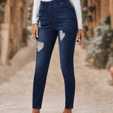 EMERY ROSE Jeans ajustados desgarro de cintura elastica