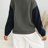 EZwear Cazadora de color combinado con doble bolsillo de hombros caidos