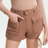 BIZwear Shorts con cinturon con bolsillo con solapa