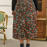 Frenchy Plus Allover Floral Print A-line Skirt