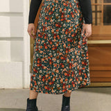 Frenchy Plus Allover Floral Print A-line Skirt