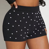 SXY Shorts con cuenta de perla unicolor