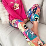 Conjunto de pijama pantalones con camiConjuntoa con estampado de dibujos animados