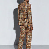 BIZwear Pantalones con blazer con estampado de leopardo de cuello con solapa