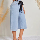 LUNE Jeans de talle alto con cinturon de pierna ancha